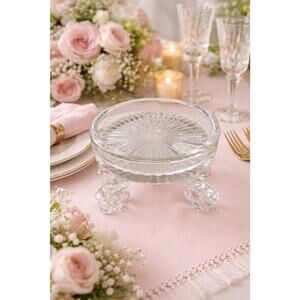 Vintage Clear Glass Footed Bowl / Pedestal Dish – Decorative Candy Dish, Trinket
